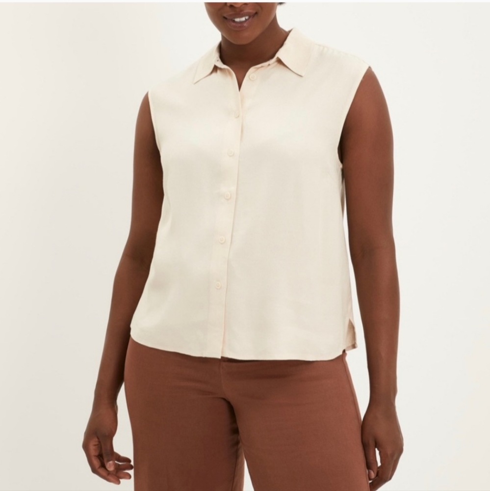 Frank & Oak Cream Sleeveless Blouse Medium